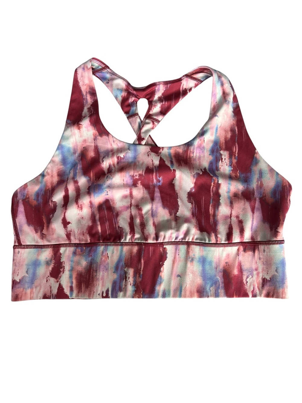 Brisas Wide Band Pink Fuchsia Marble Dye Active Bra Womens 1X